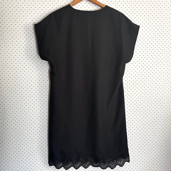 Madewell Duskway Eyelet Dress S Black Short Sleeve Sheath Shift Capsule - Picture 4 of 8